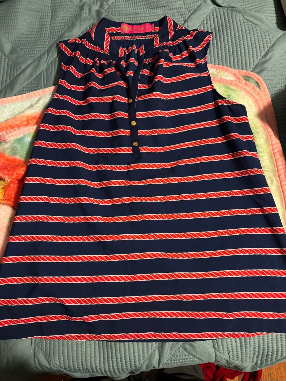 Navy and red Striped Sleeveless Top
